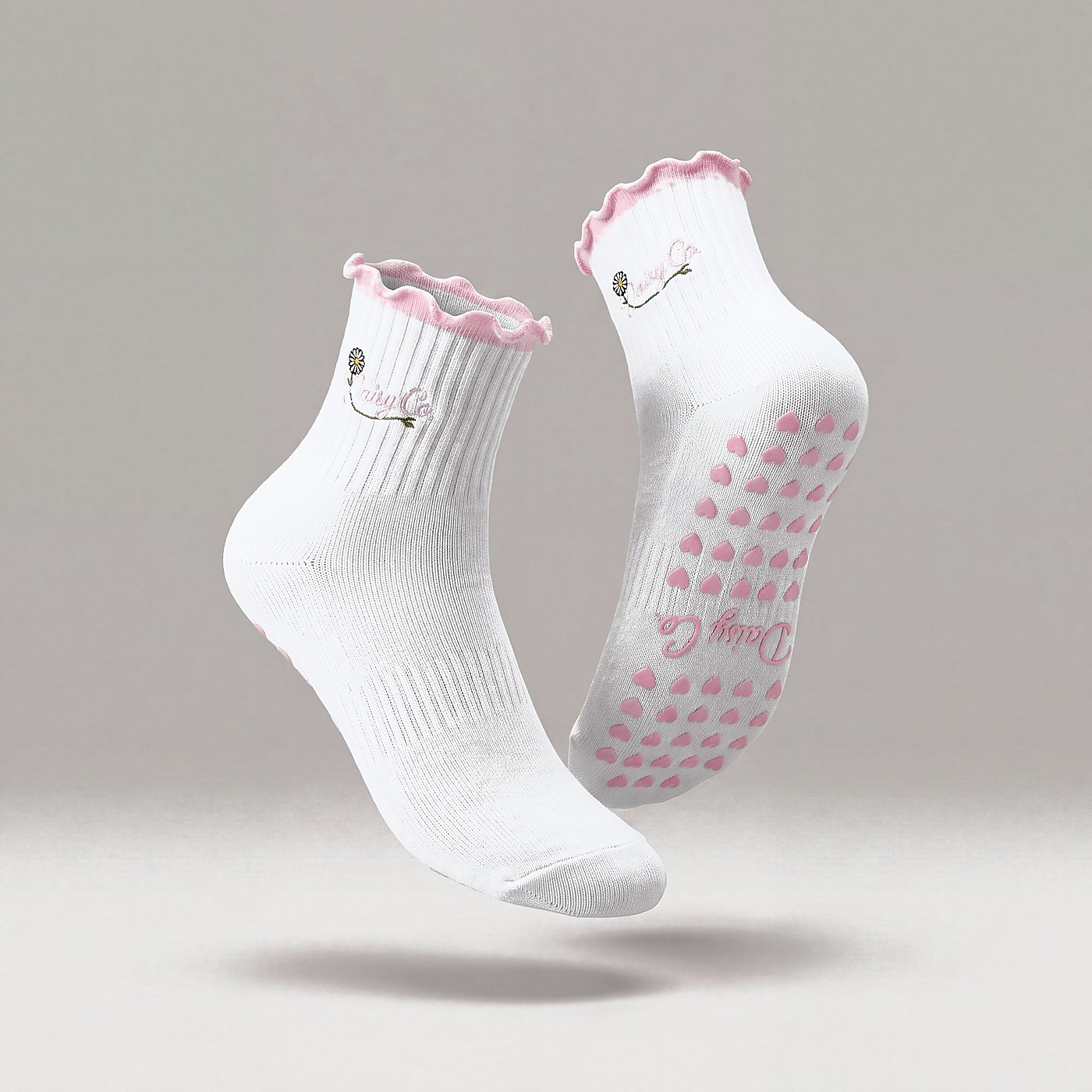 Pink Blossom pilates grip socks by Daisy Co.
