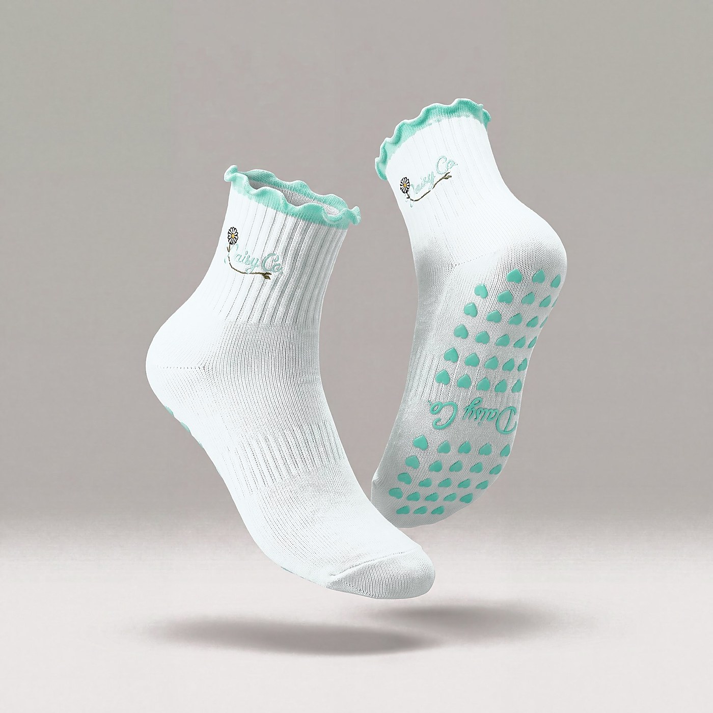 Sea Mist pilates grip socks by Daisy Co.